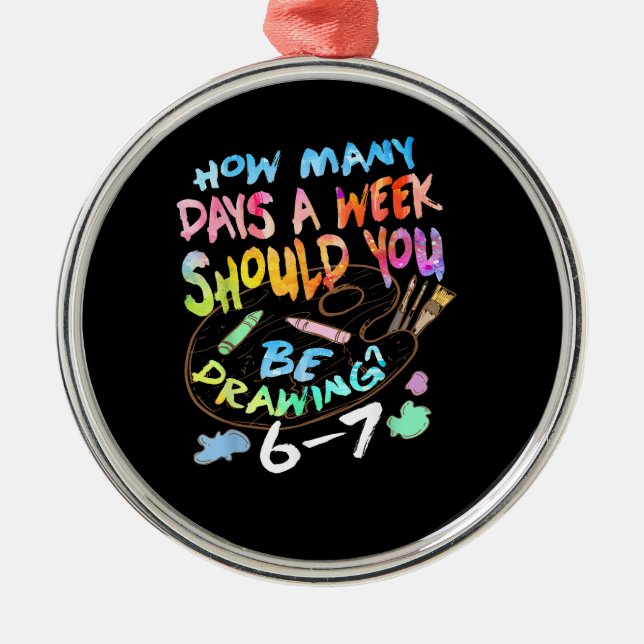 Funny Drawing Sketching Artist  Metal Tree Decoration (Front)