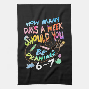 Funny Drawing Sketching Artist Tea Towel