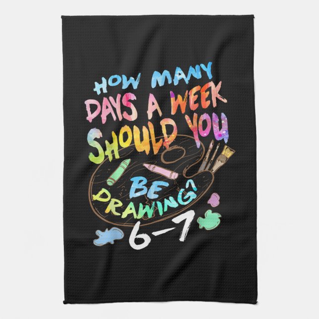 Funny Drawing Sketching Artist  Tea Towel (Vertical)