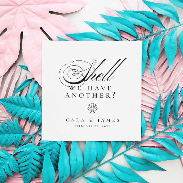 Funny Drink Beach Shell Wedding Cocktail Napkin (Creator Uploaded)