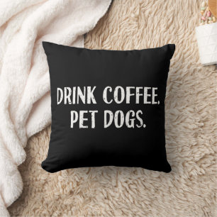 Funny Drink Coffee Pet Dogs Cute Coffee Lover Dog  Cushion