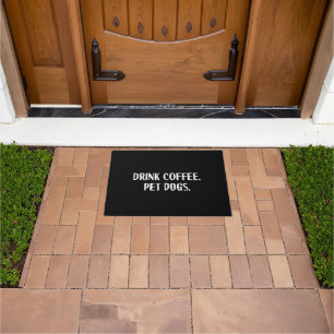 Funny Drink Coffee Pet Dogs Cute Coffee Lover Dog Doormat