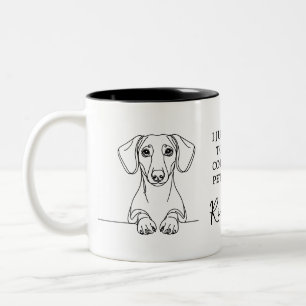Funny Drink Coffee & Pet My Dog Dachshund Two-Tone Coffee Mug
