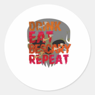 Funny Drink Eat Be Scary Halloween Design Creative Classic Round Sticker