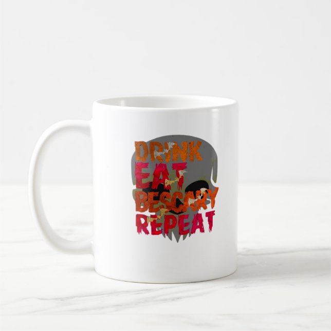 Funny Drink Eat Be Scary Halloween Design Creative Coffee Mug (Left)