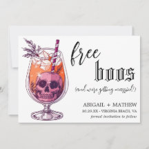 Funny Drink Free Boos Photo Halloween Wedding 