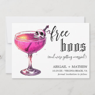 Funny Drink Free Boos Photo Halloween Wedding Save The Date