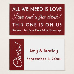 Funny Drink Tickets, White & Editable Deep Red