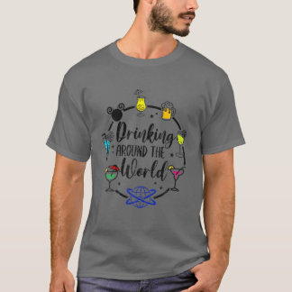Funny Drinking Around The World Beer Wine Drinking T-Shirt