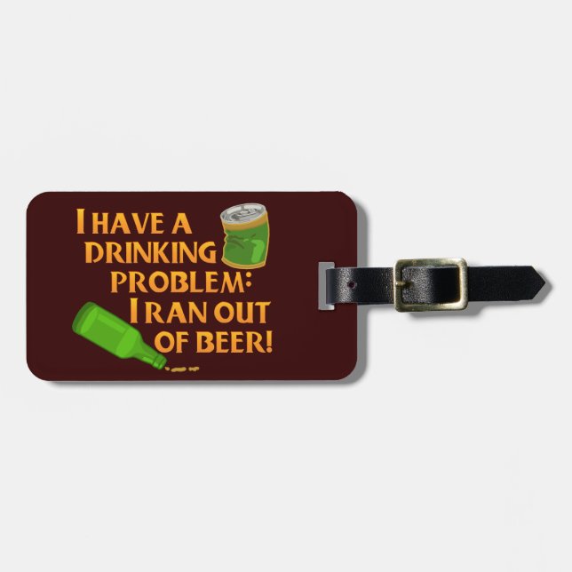 Funny Drinking Beer Luggage Tag (Front Horizontal)
