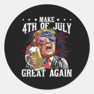 Funny Drinking Beer Team Make 4th Of July Great Ag Classic Round Sticker