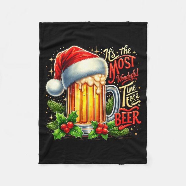 Funny Drinking Christmas Santa Beer Lovers Trend N Fleece Blanket (Front)