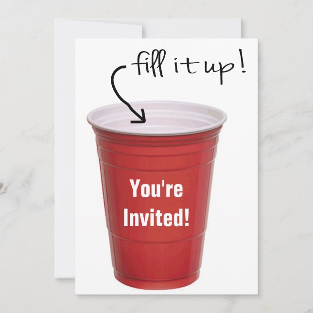 Funny Drinking Empty Cup Booze Party Invitation (Front)