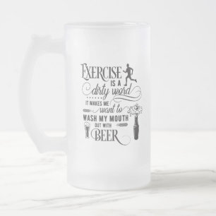 funny drinking word art frosted glass beer mug