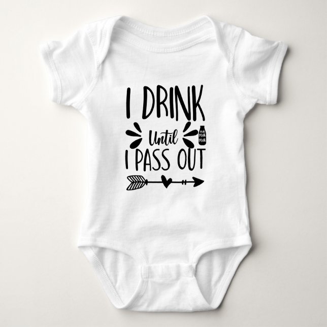 funny drinking word art milk baby bodysuit (Front)