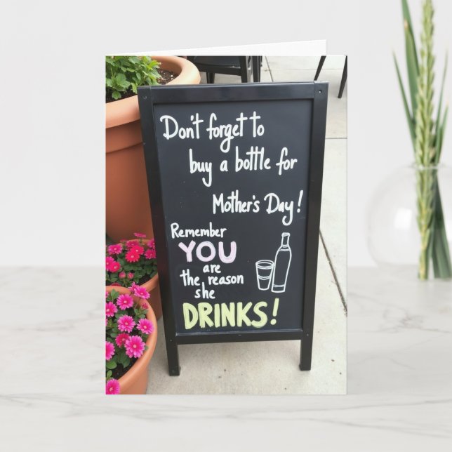 Funny Drinks Mothers Day Message Card (Front)