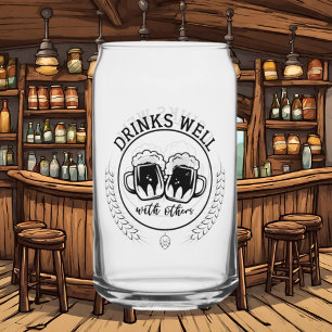 Funny drinks well word art beer can glass