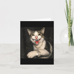 Funny Drip Cat Meme Hip Hop Bling Gangster Kitten Card