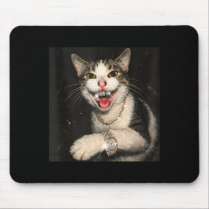 Funny Drip Cat Meme Hip Hop Bling Gangster Kitten Mouse Pad