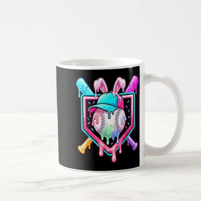 Funny Dripping Drip Rabbit Bunny Baseball Easter Coffee Mug (Right)