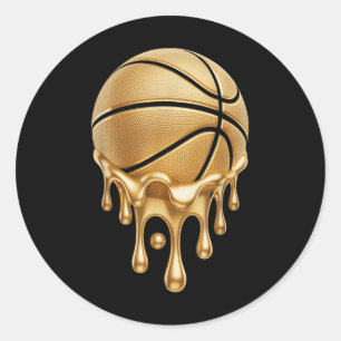 Funny Dripping Gold Basketball Lovers Drip Basketb Classic Round Sticker