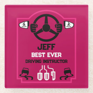 Funny Driving Instructor Gift Glass Coaster