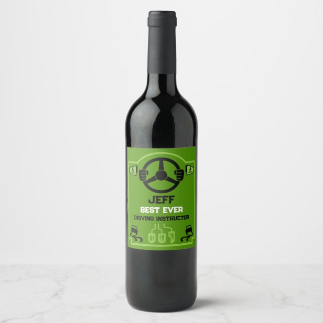 Funny Driving Instructor Gift Wine Label (Front)