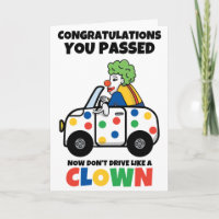 Funny Driving Test Congratulations Card Clown Joke