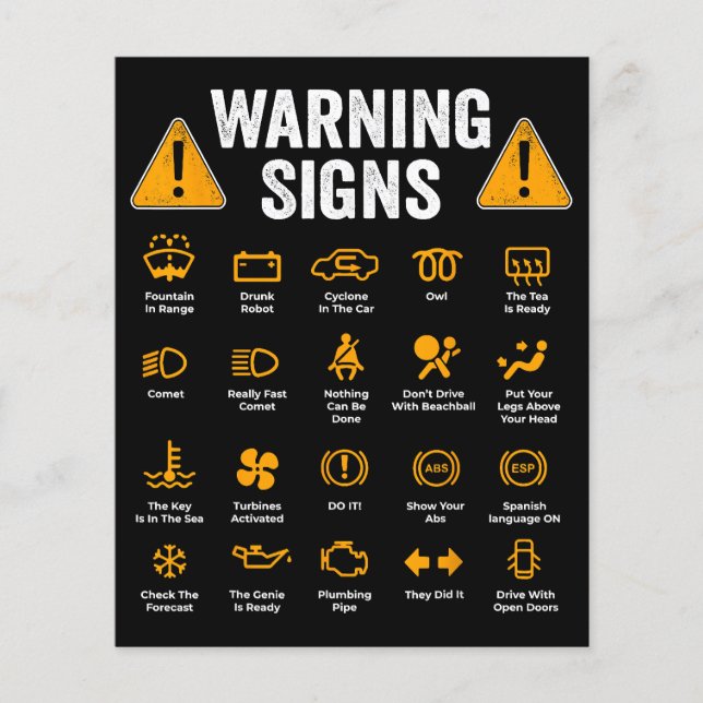 Funny Driving Warning Signs 101 Auto Mechanic Gift (Front)