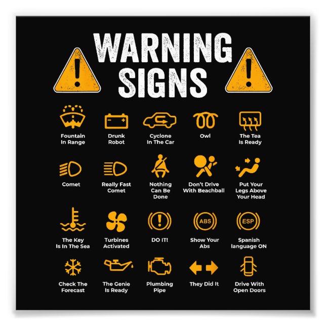 Funny Driving Warning Signs 101 Auto Mechanic Gift (Front)