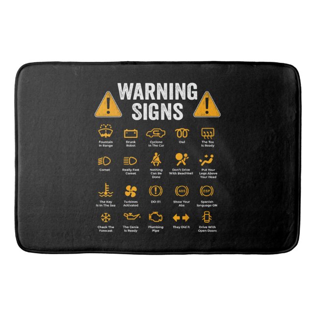 Funny Driving Warning Signs 101 Auto Mechanic Gift Bath Mat (Front)