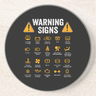 Funny Driving Warning Signs 101 Auto Mechanic Gift Coaster