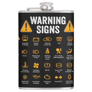 Funny Driving Warning Signs 101 Auto Mechanic Gift Hip Flask