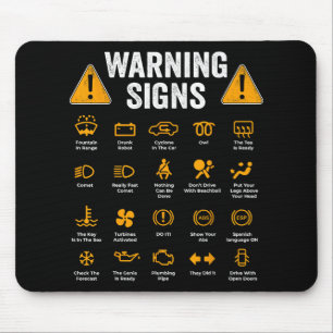Funny Driving Warning Signs 101 Auto Mechanic Gift Mouse Pad