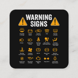 Funny Driving Warning Signs 101 Auto Mechanic Gift Square Business Card