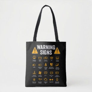 Funny Driving Warning Signs 101 Auto Mechanic Gift Tote Bag