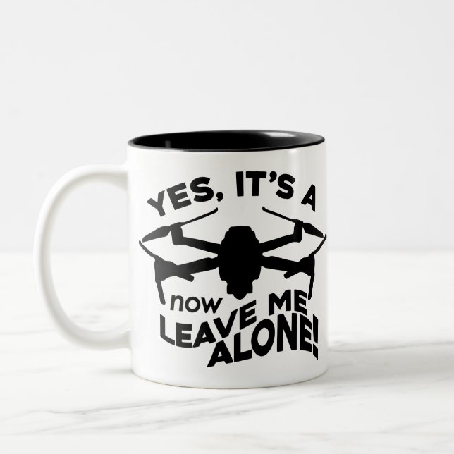 Funny Drone Pilot Small UAV remote pilot graphic Two-Tone Coffee Mug (Left)