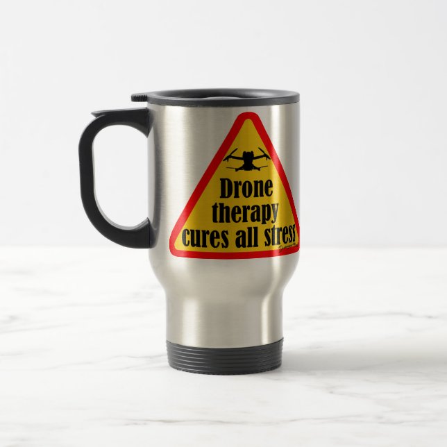 Funny drone quotes travel mug (Left)