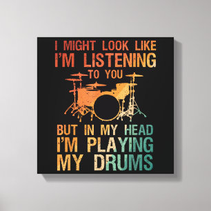 Funny Drummer Art For Men Women Drum Player Percus Canvas Print