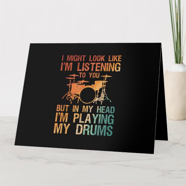 Funny Drummer Art For Men Women Drum Player Percus Card (Front)