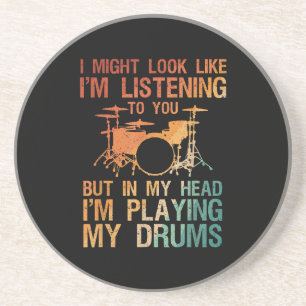 Funny Drummer Art For Men Women Drum Player Percus Coaster