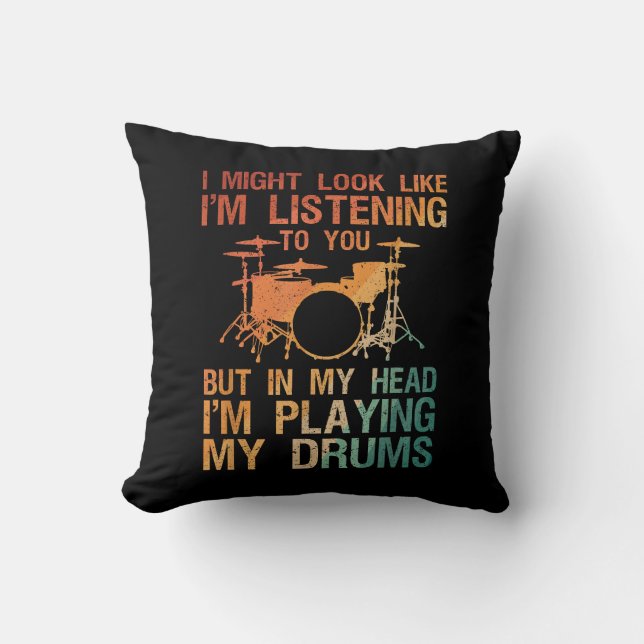 Funny Drummer Art For Men Women Drum Player Percus Cushion (Front)