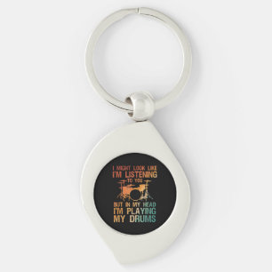 Funny Drummer Art For Men Women Drum Player Percus Key Ring