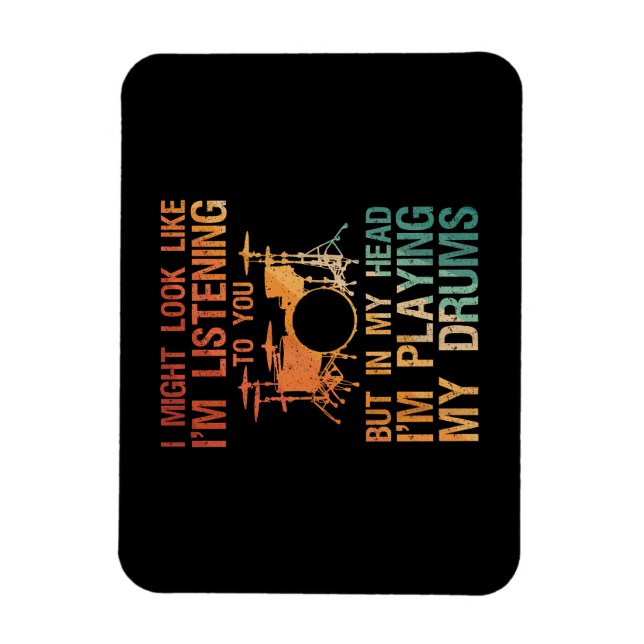 Funny Drummer Art For Men Women Drum Player Percus Magnet (Vertical)