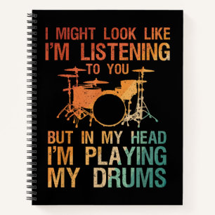 Funny Drummer Art For Men Women Drum Player Percus Notebook