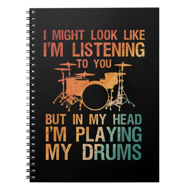 Funny Drummer Art For Men Women Drum Player Percus Notebook (Front)