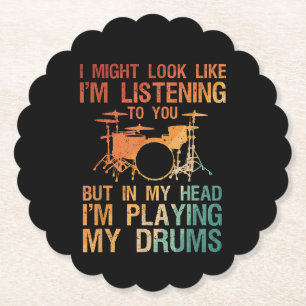 Funny Drummer Art For Men Women Drum Player Percus Paper Coaster
