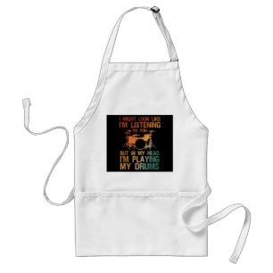 Funny Drummer Art For Men Women Drum Player Percus Standard Apron