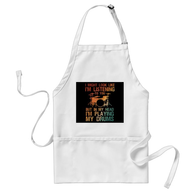Funny Drummer Art For Men Women Drum Player Percus Standard Apron (Front)