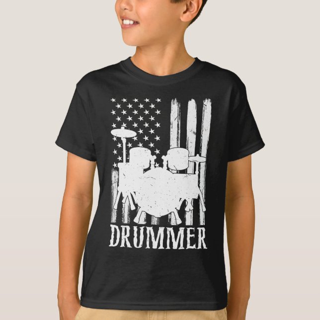 Funny Drummer Art kids T-Shirt (Front)